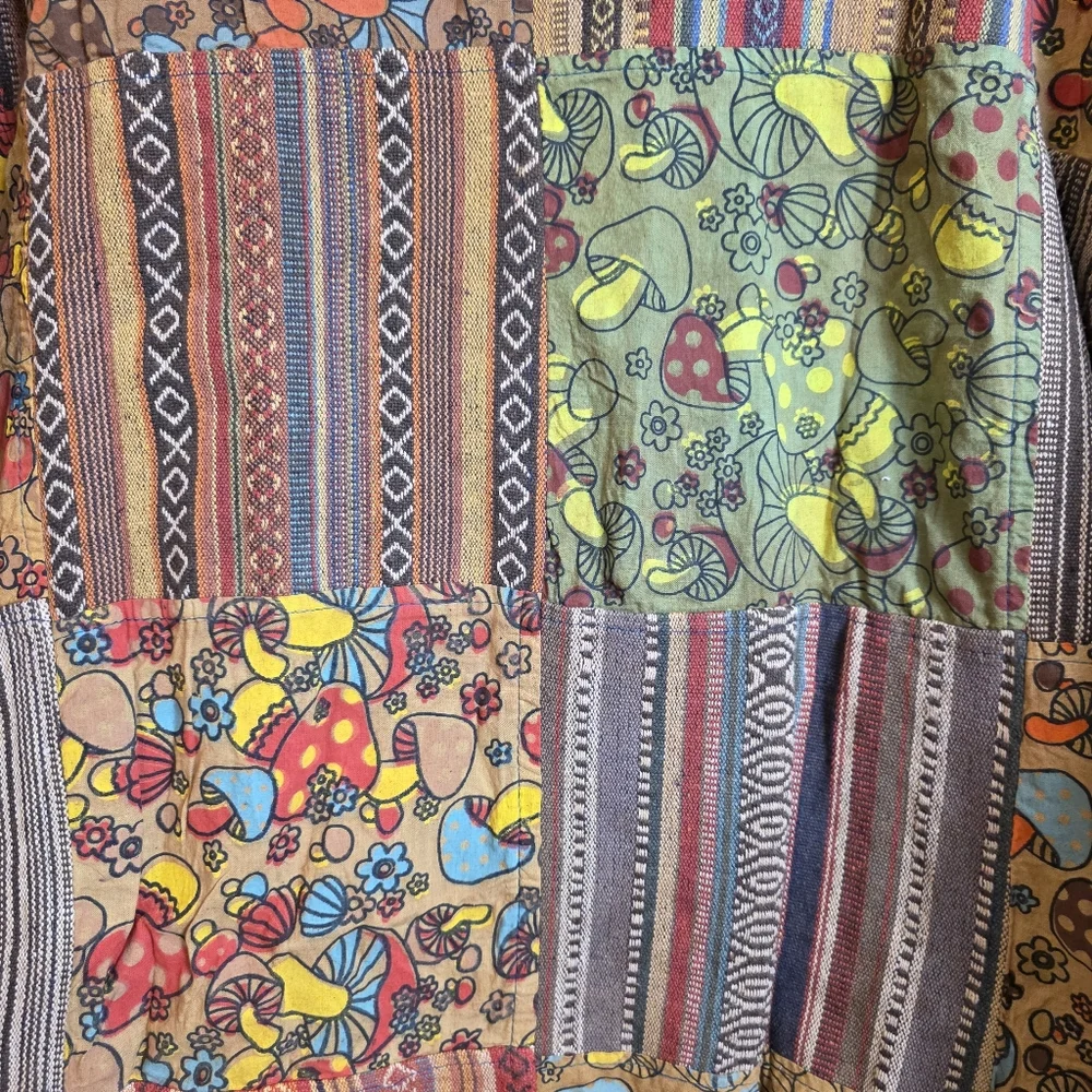 Kathmandu Boho Mushroom Patchwork Jacket XL Hooded Zip-Up Multicolor Festival - Picture 10 of 15
